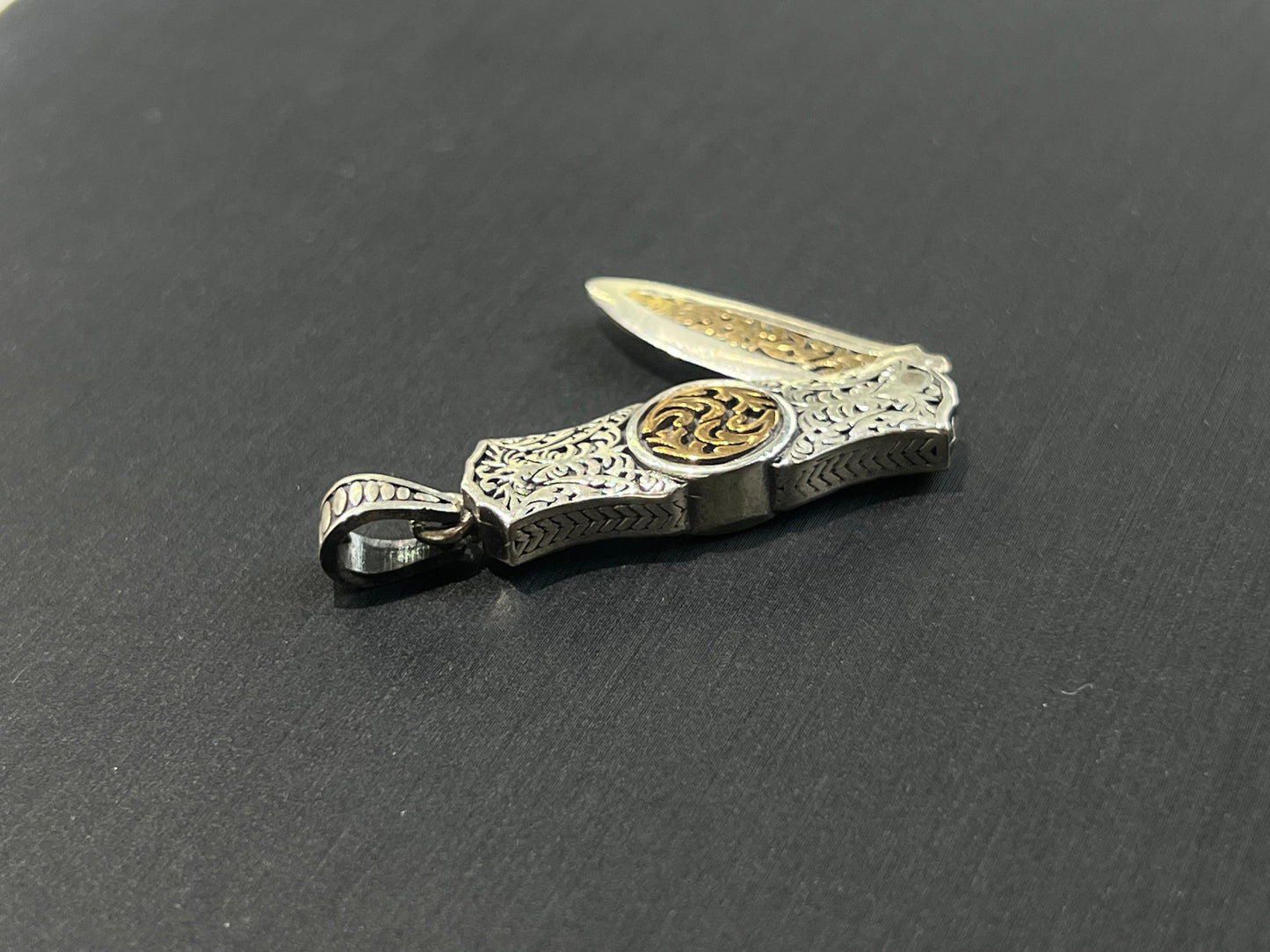 Folding knife Pendant – S925 Silver-6,5cm- (opens & closes)