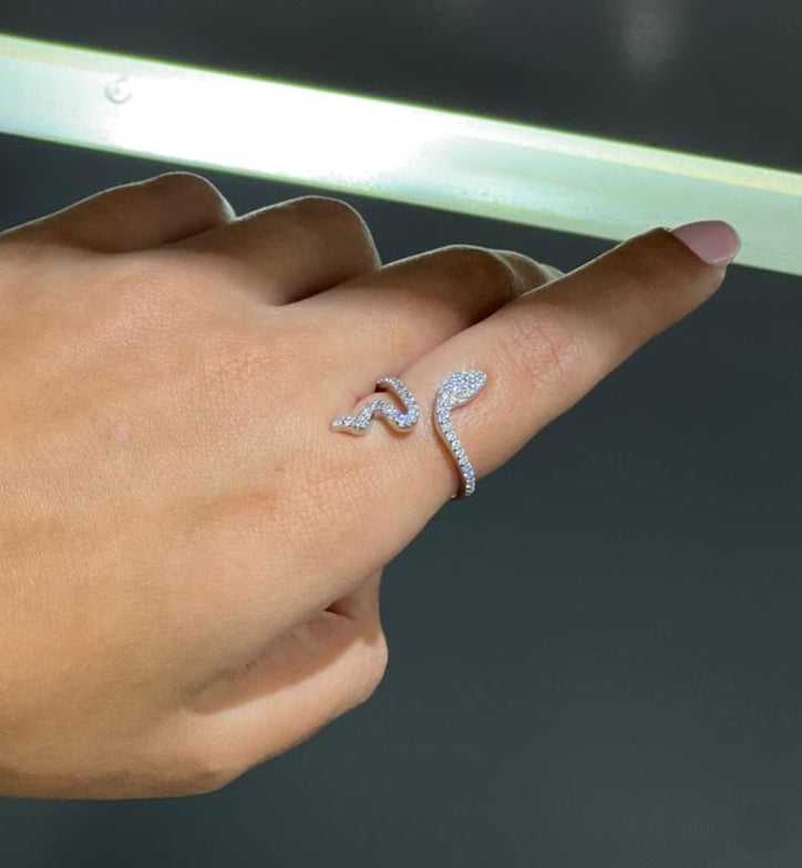 Snake Ring Zirconia in Sterling Silver -925