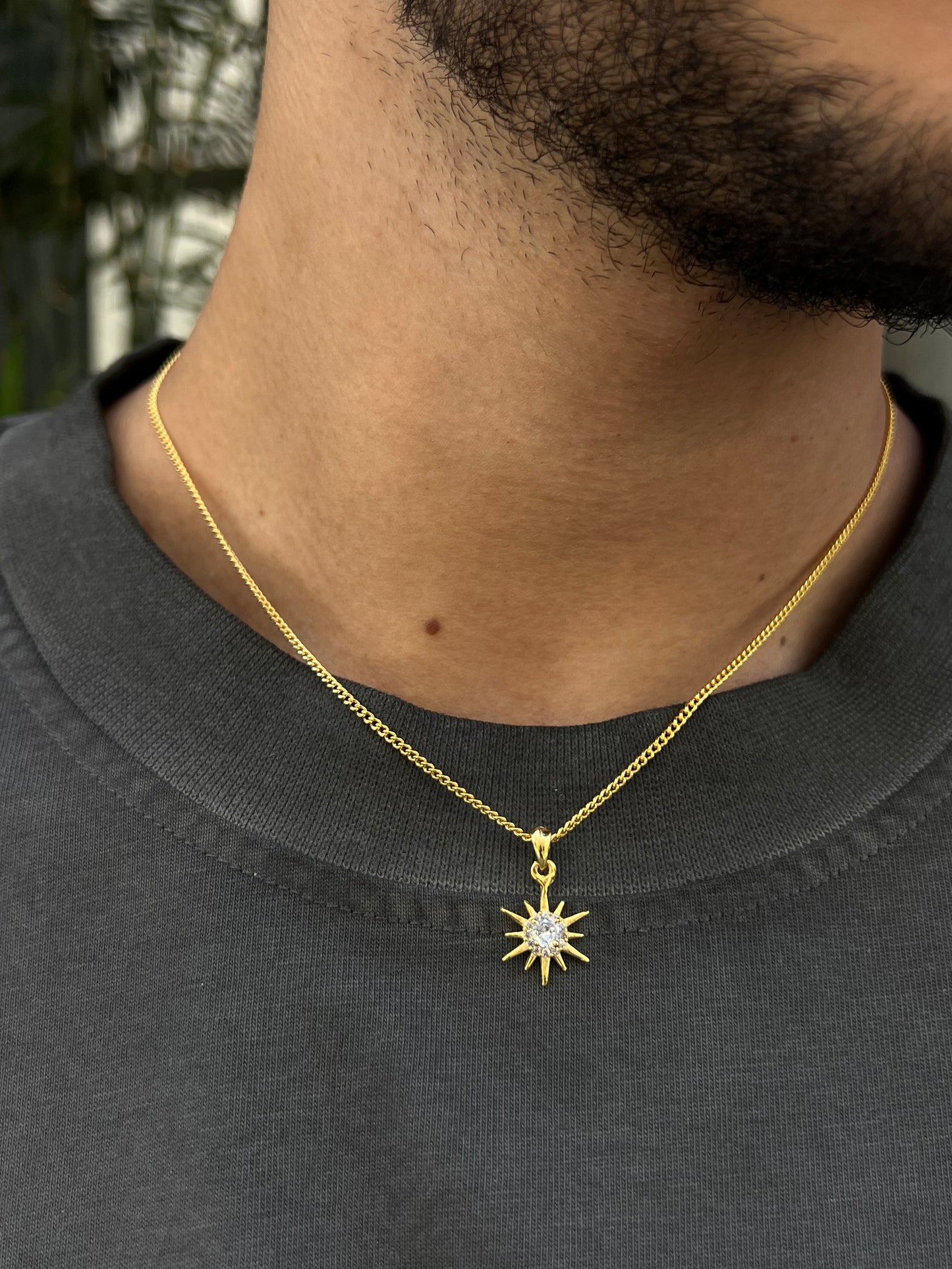 Gold plated Sun Necklace for Men's Sterling Silver 925s