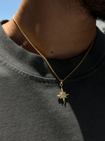GOLD Plated North Star Necklace for Men's Sterling Silver 925s