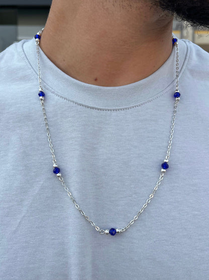 Blue beaded Chain in Sterling Silver 925s
