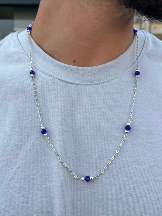 Blue beaded Chain in Sterling Silver 925s
