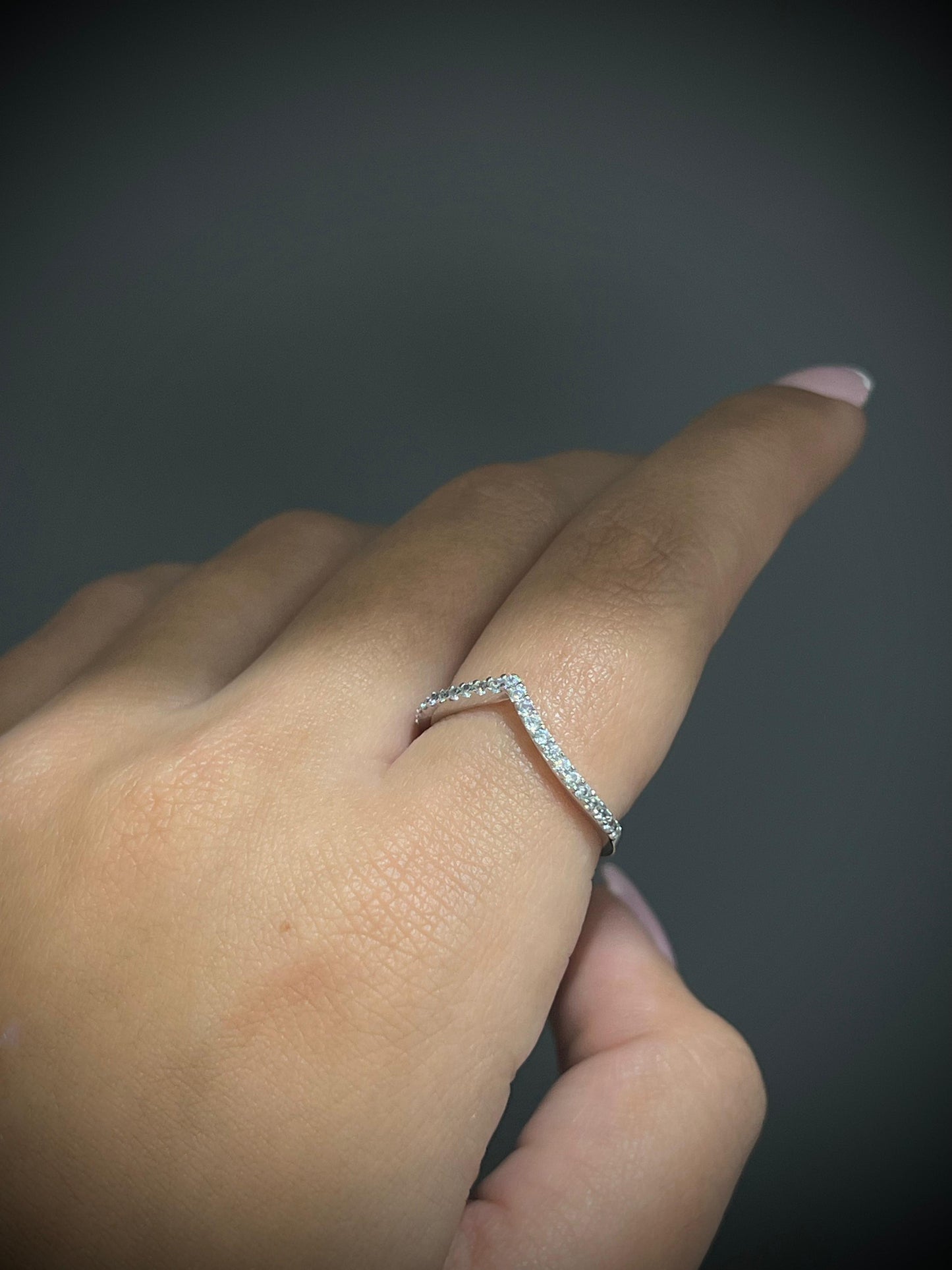 Chevron Ring -Clear Zirconia in Sterling Silver -925