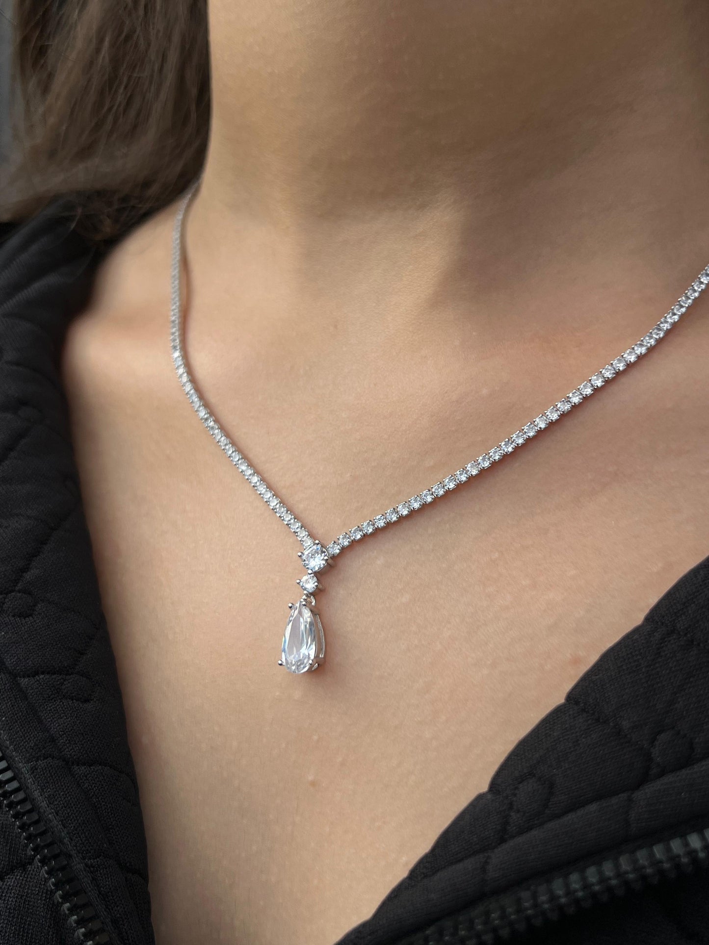 Fancy Tear Drop Tennis pure silver  S925