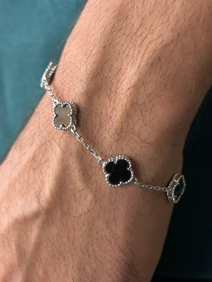 Medium Slim، Men’s 5 Van Cleef & Arpels Black Onyx Bracelet in Italian Silver S925