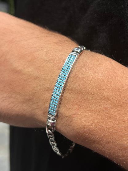 Turquoise Touch bracelet for men silver 925s