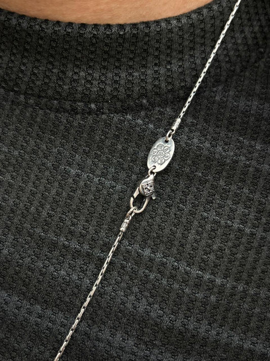 Decent Rune Necklace-Pure Sterling Silver 925s-(64cm-2mm)