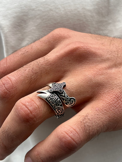 Zulfakar sword of Ali ibn Abi Talib Ring for Men in Sterling Silver 925s