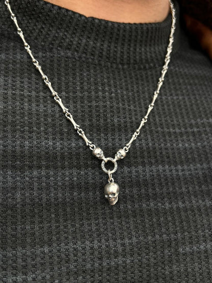 X-Skull Necklace-Pure Sterling Silver 925s-52cm