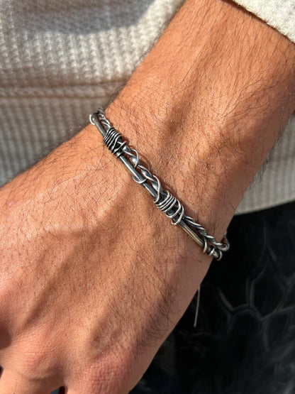 Handmade Savage Wire Bangle Sterling Silver 925s