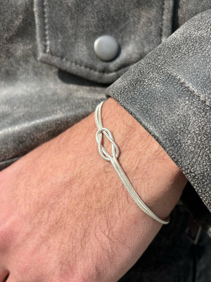 Knotted Snake chain Bracelet for Men's Sterling Silver 925s