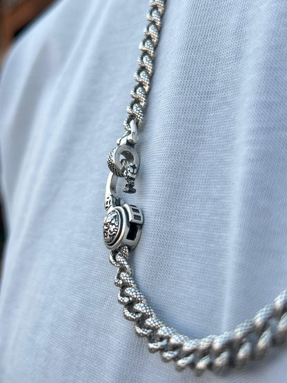 Engraved Grommet Necklace For Men Sterling Silver - 925