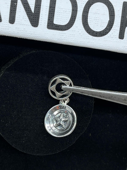 Marvel Captain America Shield sterling silver dangle with blue and red enamel