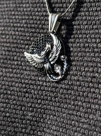 Heavy Oxized Dragon Pendant – S925 Silver-3.5cm