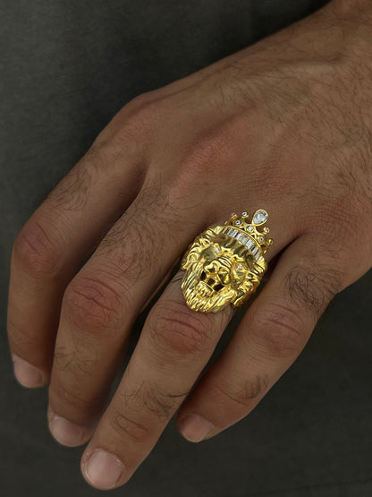 Gold plated Lion Ring-for Men's Sterling Silver 925s