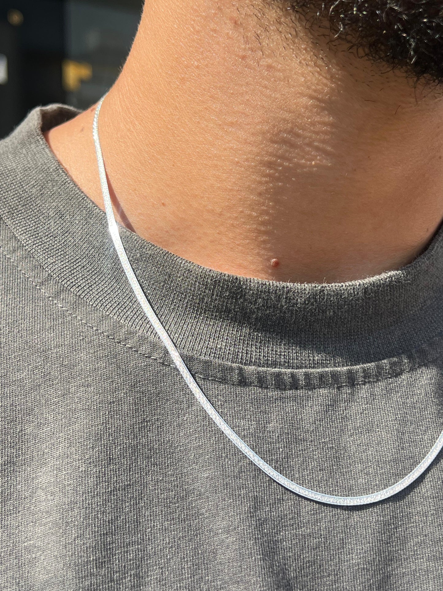 Engraved Snake Necklace For Men Sterling Silver925-(50cm-3mm)