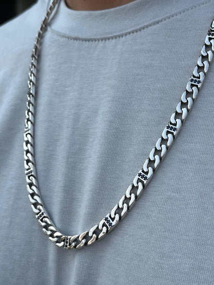 Midnight Grommet Necklace for Men's Sterling Silver 925s-64cm