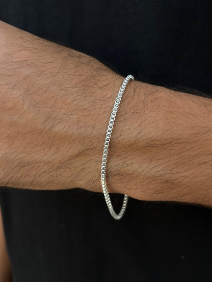 Box Bracelet for Men's Sterling Silver 925s-20cm