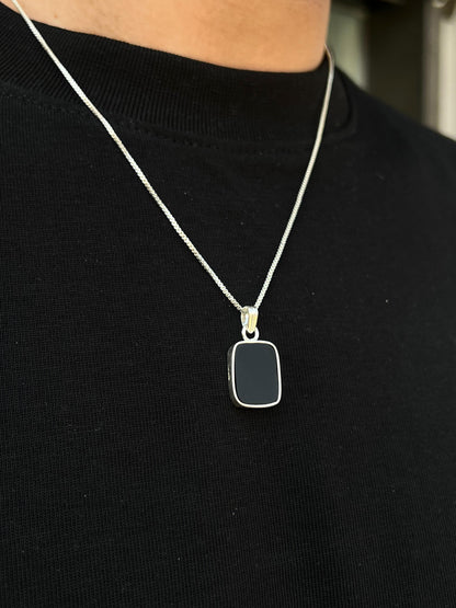 Black Stone(Onyx) Necklace for Men's Sterling Silver 925s