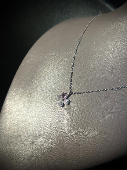 Flower Zirconia Necklace in Sterling Silver 925s