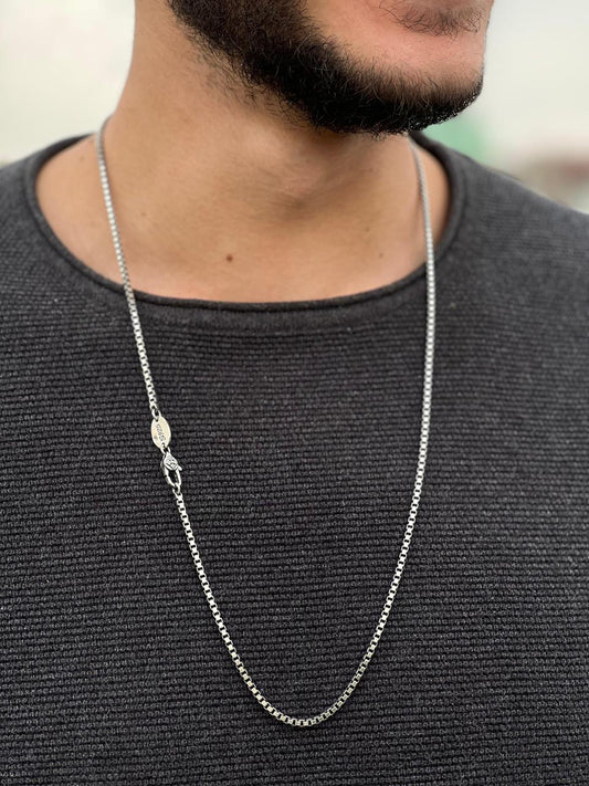 Medium Box Necklace For Men Sterling Silver - 925