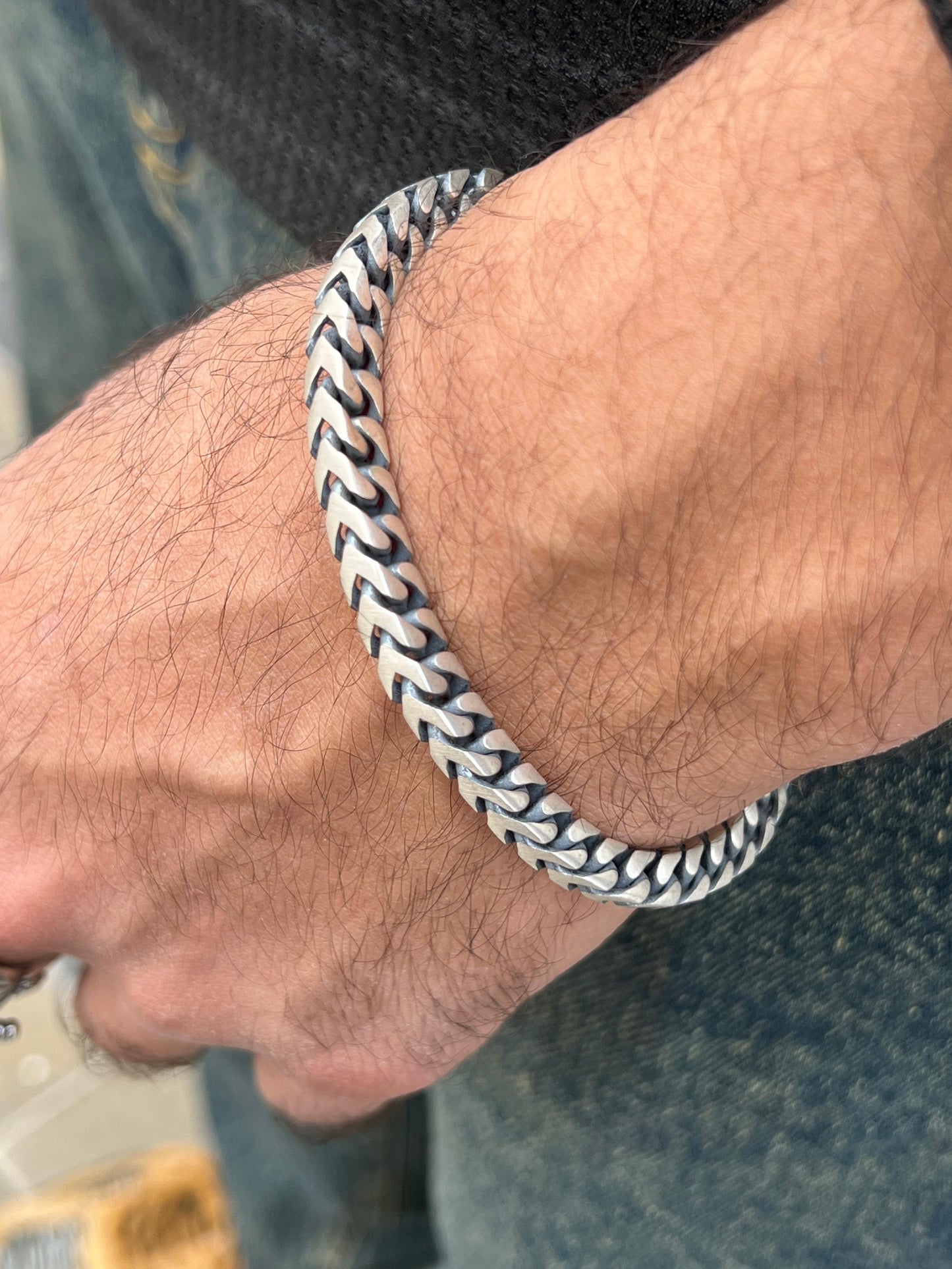 Cubic Arrow bracelet-for Men's Sterling Silver 925s (20cm-6mm)