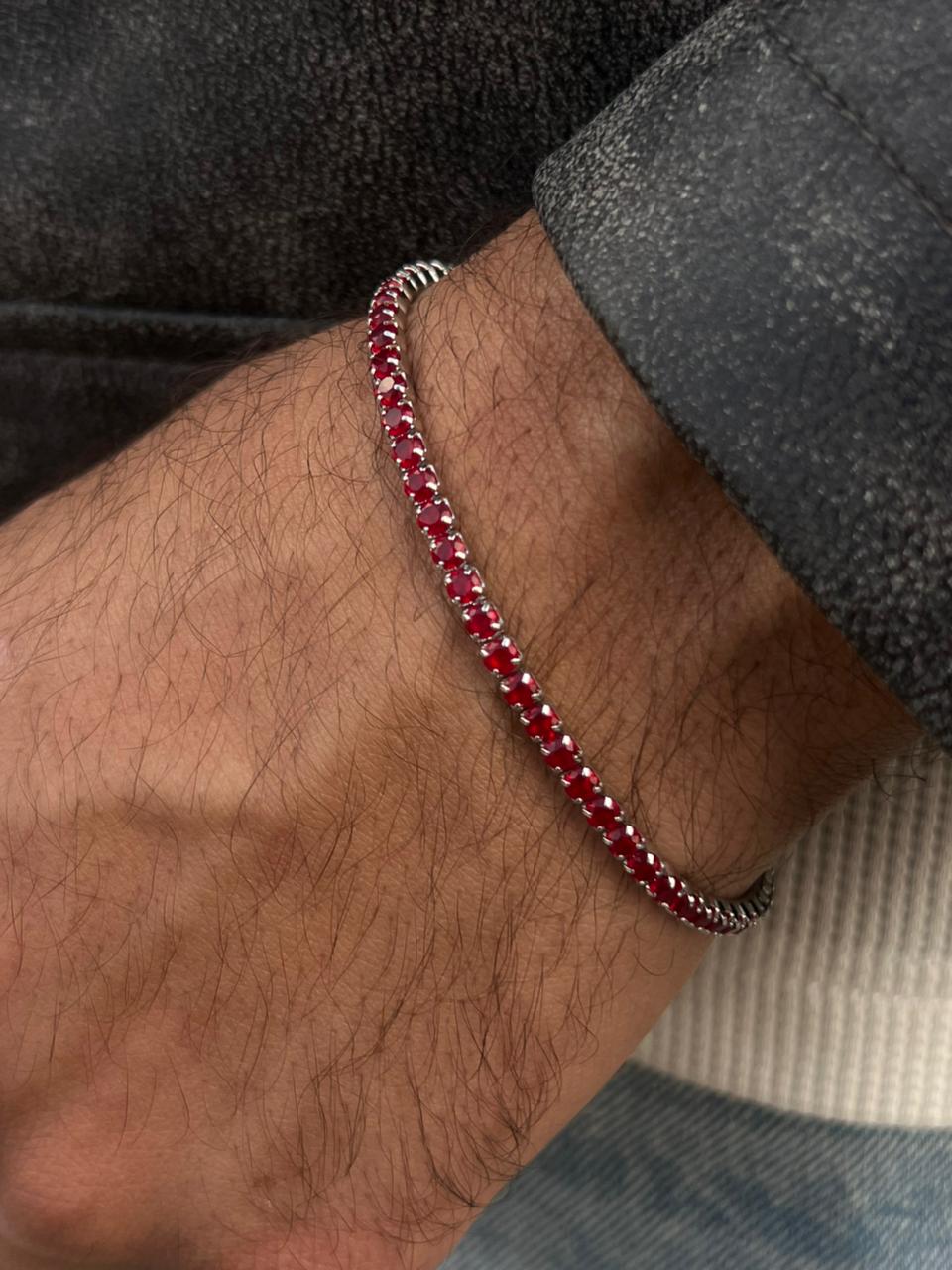 Red Spinel Tennis Bracelet Sterling Silver 925s