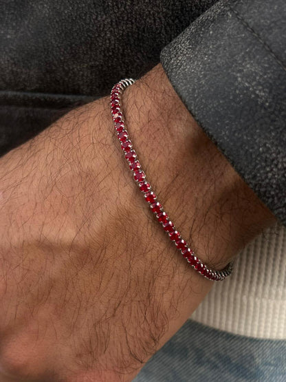 Red Spinel Tennis Bracelet Sterling Silver 925s