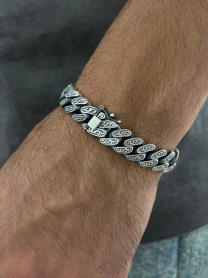 Storm Shadow Bracelet for Men's Sterling Silver 925s-19cm