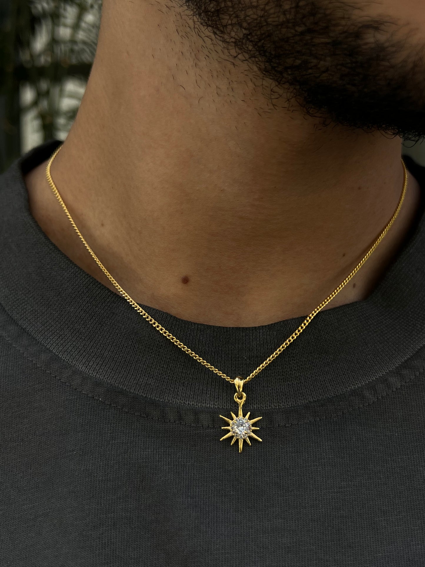 Gold plated Sun Necklace for Men's Sterling Silver 925s