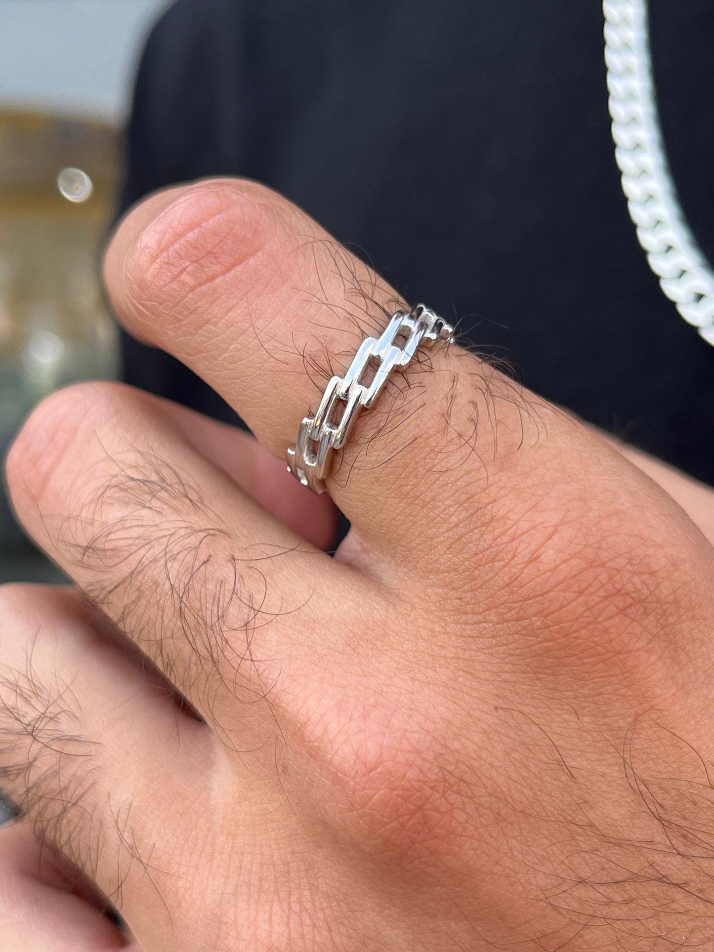 Z Grommet Band for Men in Sterling Silver 925s