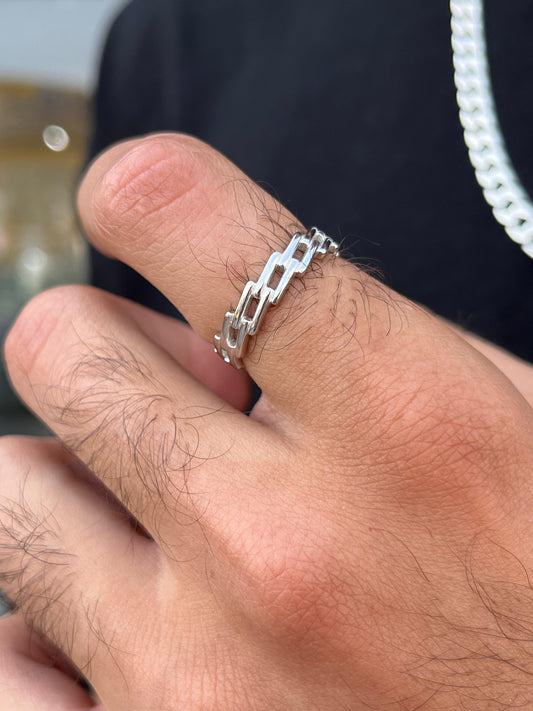 Z Grommet Band for Men in Sterling Silver 925s