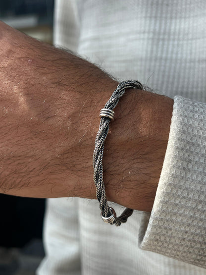 Viking Twisted Chain Bracelet Sterling Silver 925s-(20cm-6mm)