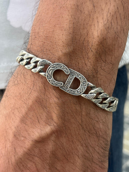 CD Grommet Bracelet for Men's Sterling Silver 925s-21cm
