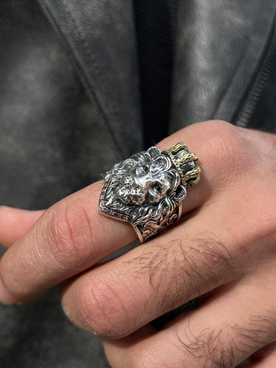 Crowned Lion King Ring-for Men's Sterling Silver 925s