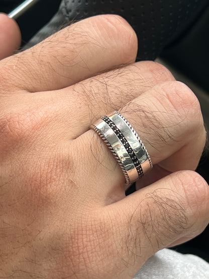 zirconia line Engagement Ring in Sterling Silver 925s