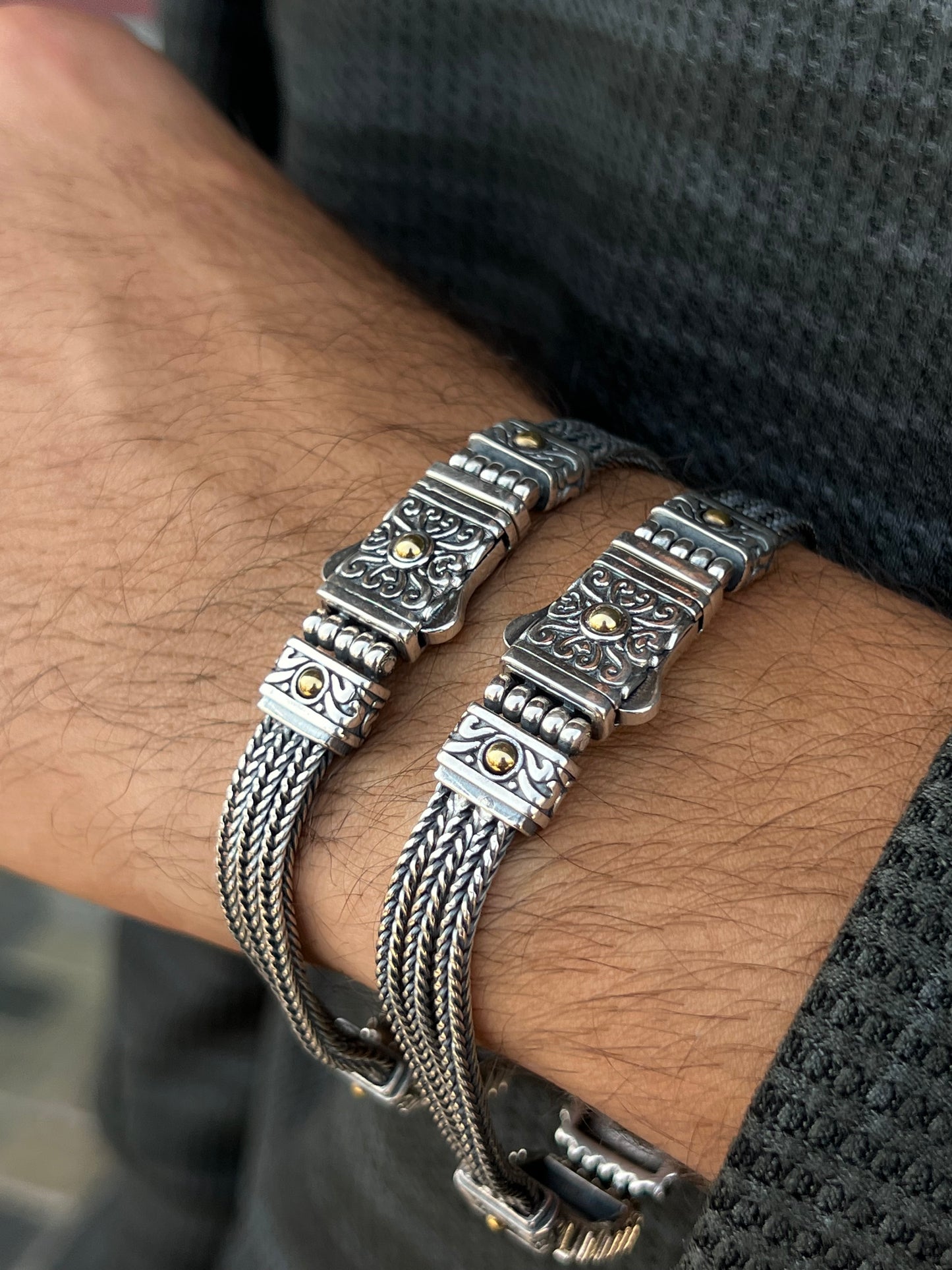 Phantom Trio Bracelet for Men's Sterling Silver 925s-(21cm-8mm)