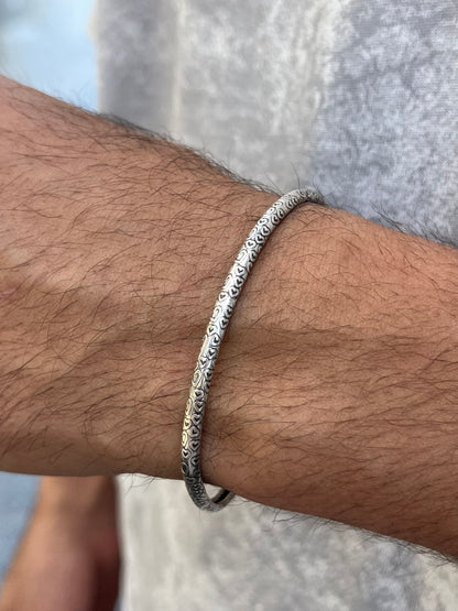 Hearts S925 Sterling Silver bangle for men