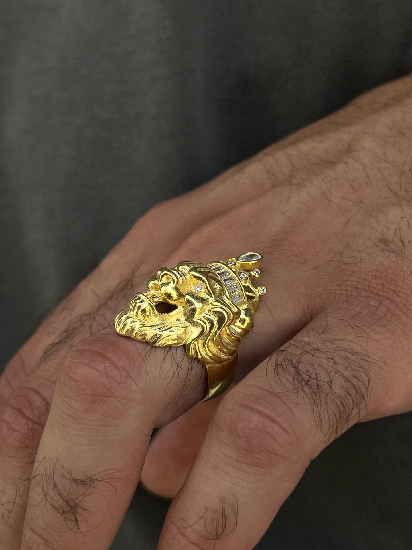 Gold plated Lion Ring-for Men's Sterling Silver 925s