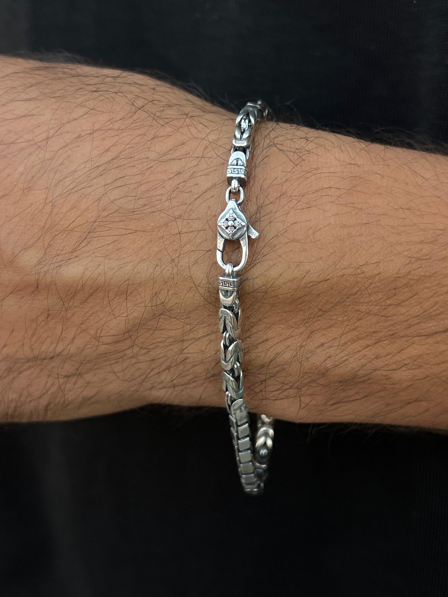 King+Box Bracelet for Men's Sterling Silver 925s-21.5cm