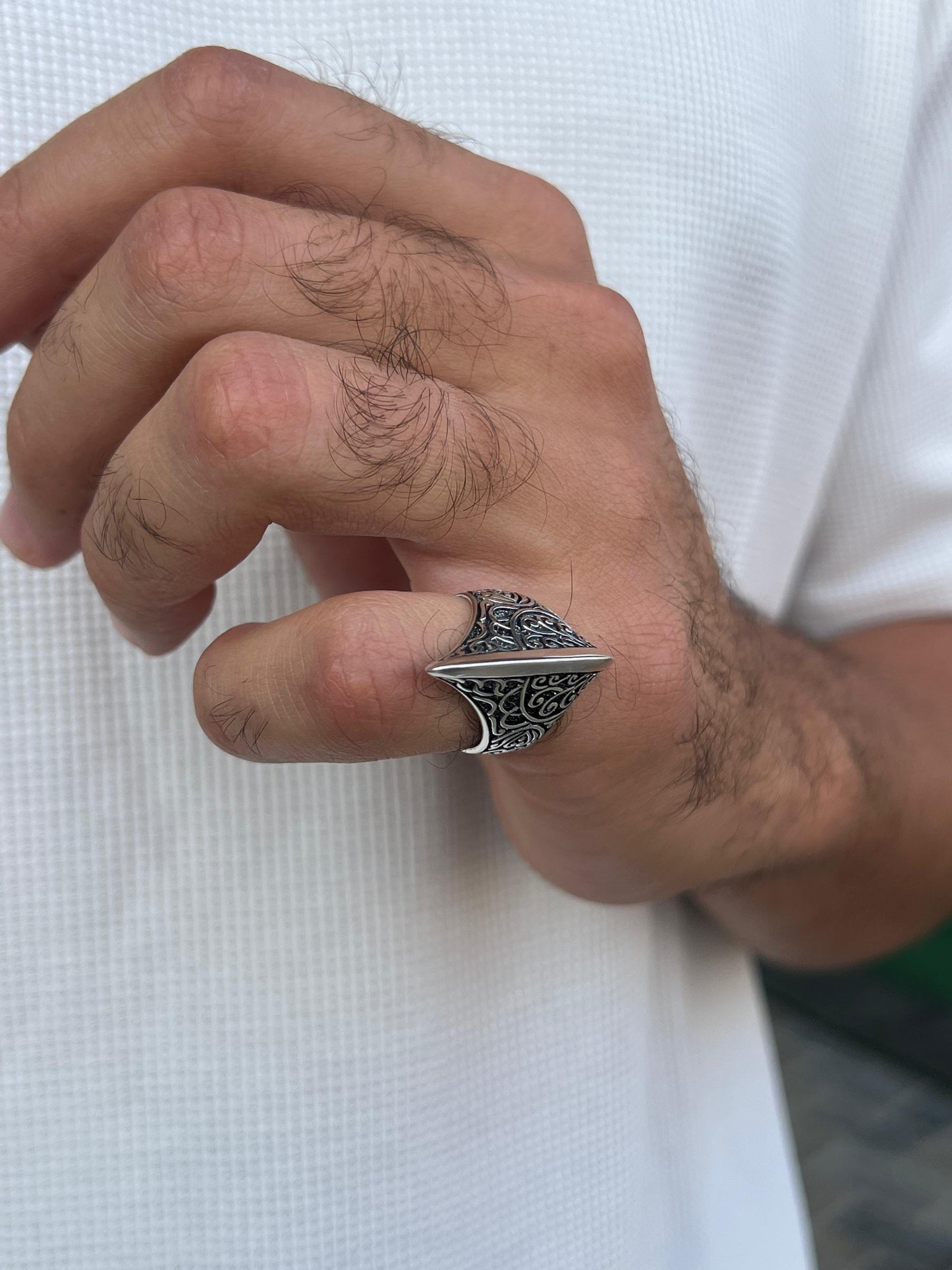 Predator Engraved Ring -Sterling Silver 925s