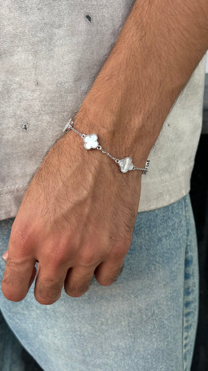 Medium White 5 Van Cleef Bracelet In Sterling Silver S925