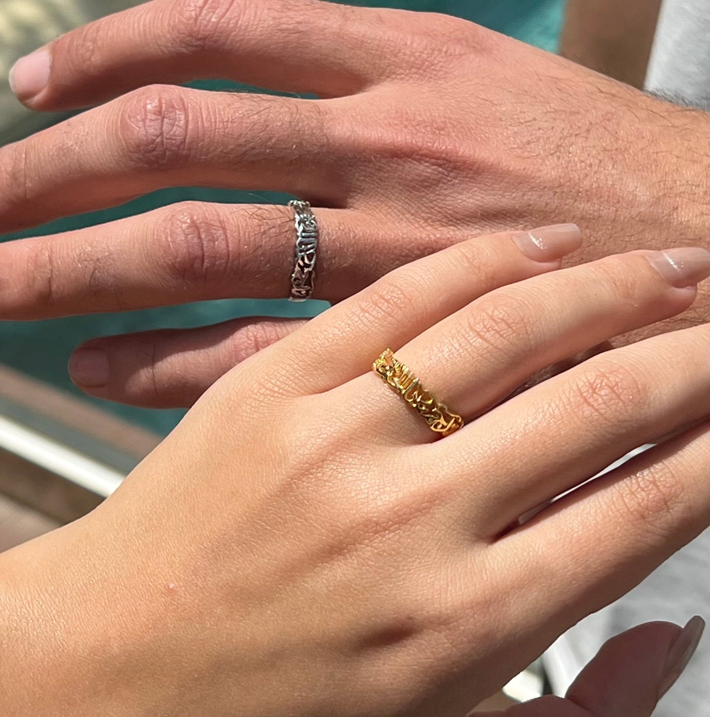 Slim Couple Band Ring - 925Silver- 5mm
 (لقد جمعنا الحب فمن يفرقنا)