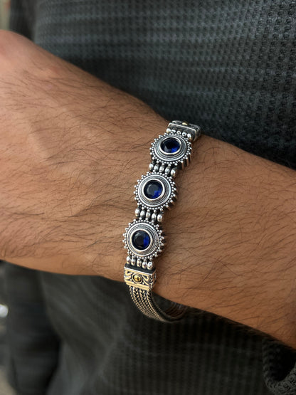 Trio Gems Bracelet for Men's Sterling Silver 925s-20cm