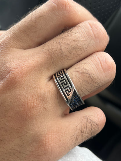 Navy blue Versace Engagement Ring in Sterling Silver 925s