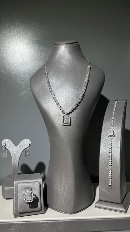 Sparkling Square Set In Italian Sterling Silver 925