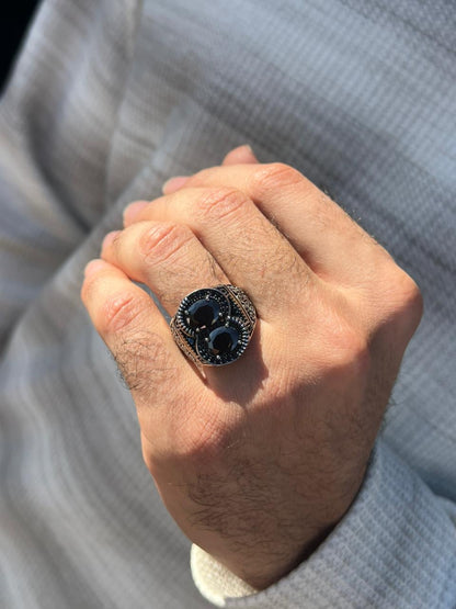 Black Double Crown Ring -Sterling Silver 925s