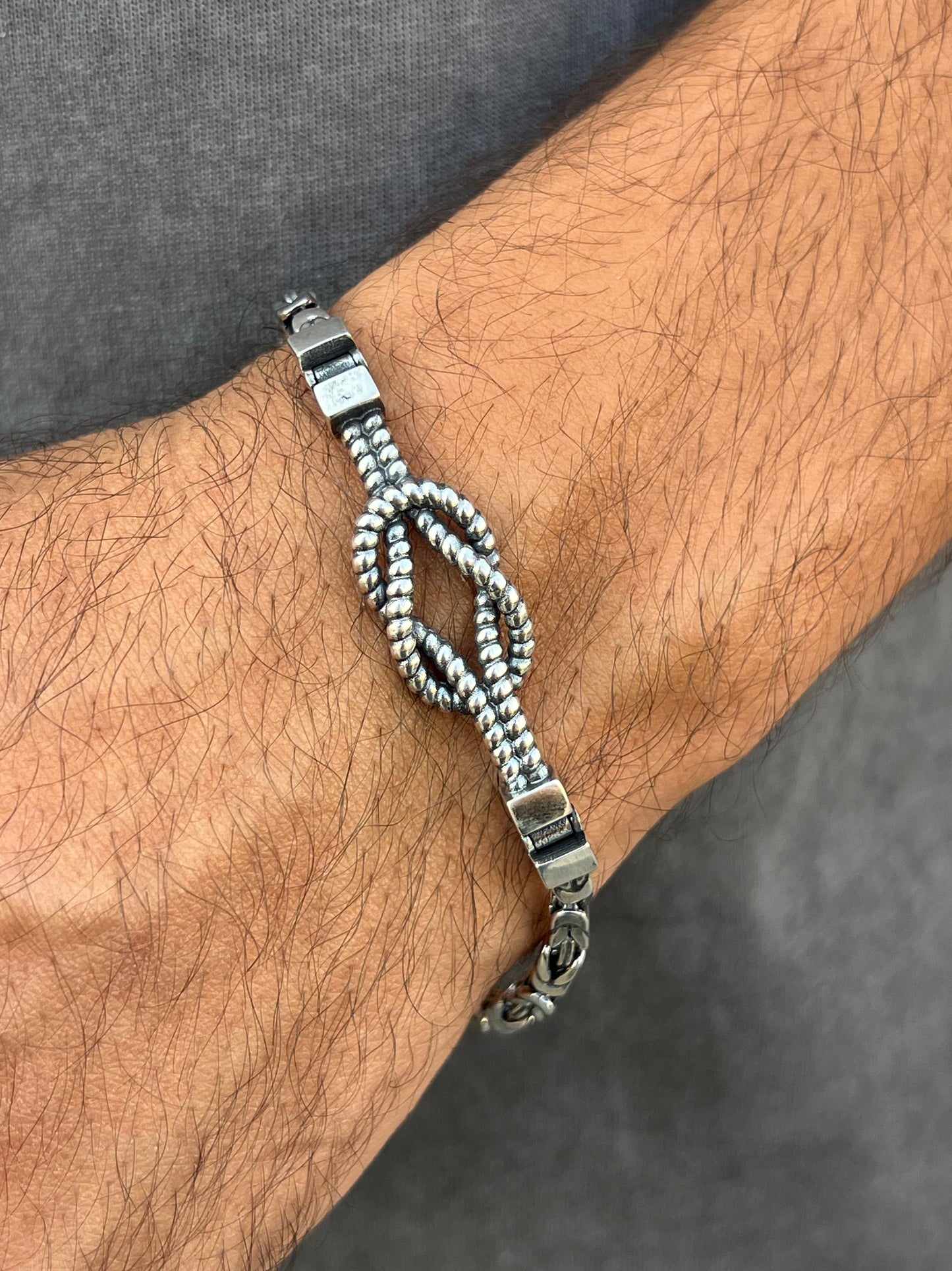 Knot✖️king bracelet-for Men's Sterling Silver 925s (20cm-4mm)