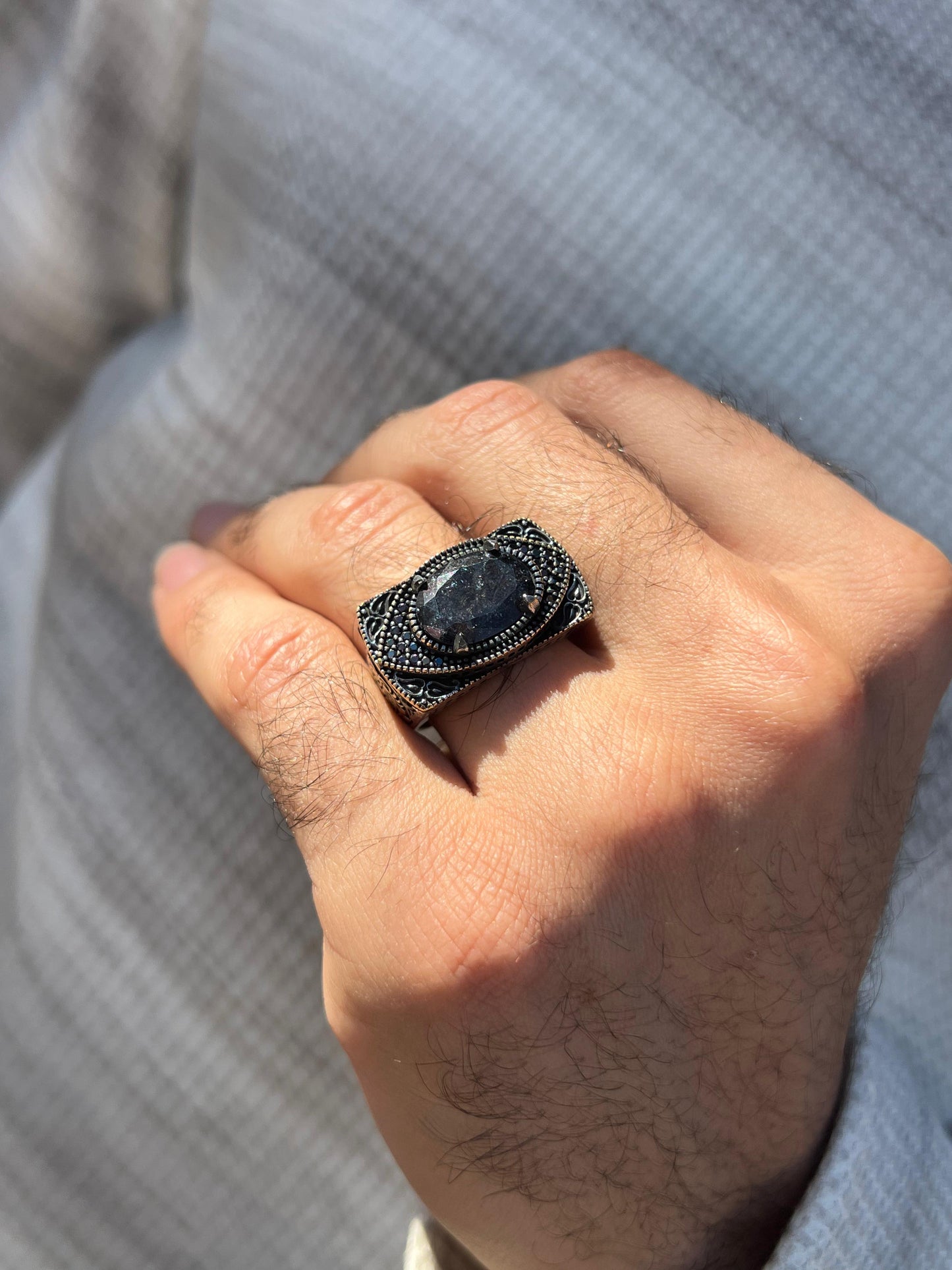 Dark Grindstone Ring -Sterling Silver 925s