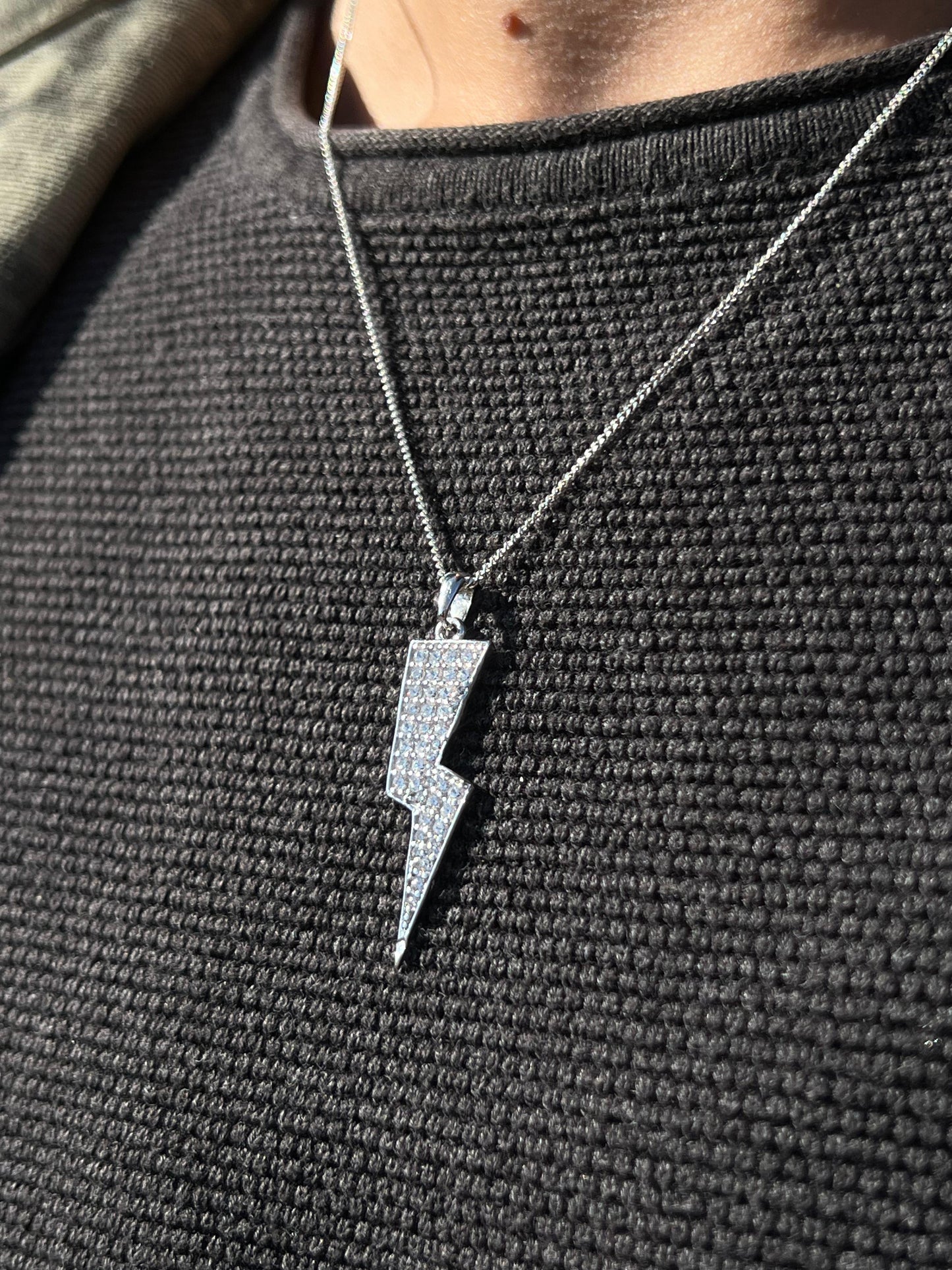 Zirconia Volt Necklace for Men's Sterling Silver 925s